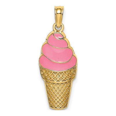 14K Yellow Gold Strawberry Ice Cream Charm