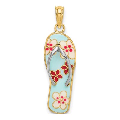 14K Yellow Gold Enameled Flip-Flop Charm