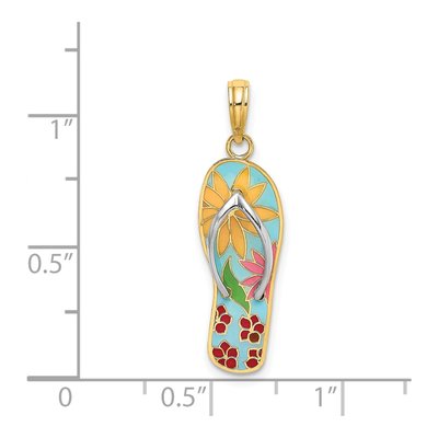 14K Yellow Gold Enameled Flip-Flop Charm – view 4
