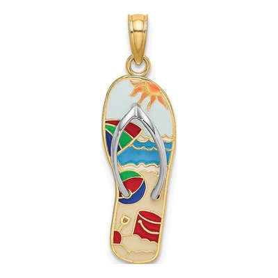 14K Yellow Gold Flip-Flop Beach Charm