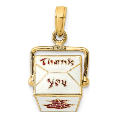 14K Yellow Gold Enameled Chinese Take-Out Box Charm – view 4