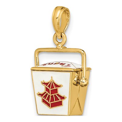 14K Yellow Gold Enameled Chinese Take-Out Box Charm – view 5