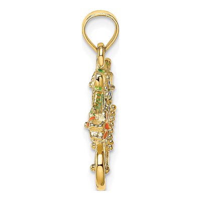 14K Yellow Gold 3-D Enamel Flower Cart Charm – view 3