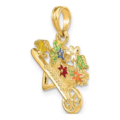 14K Yellow Gold 3-D Enamel Flower Cart Charm – view 5