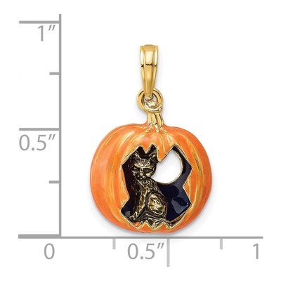 14K Yellow Gold Jack-O-Lantern Black Cat Charm – view 6