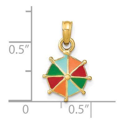 14K Yellow Gold Enamel Umbrella Pendant – view 3