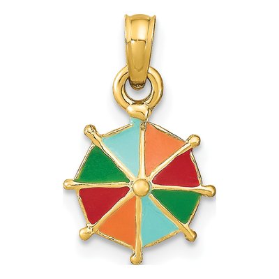 14K Yellow Gold Enamel Umbrella Pendant