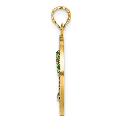 14K Yellow Gold Enameled Palm Tree Circle Charm – view 3