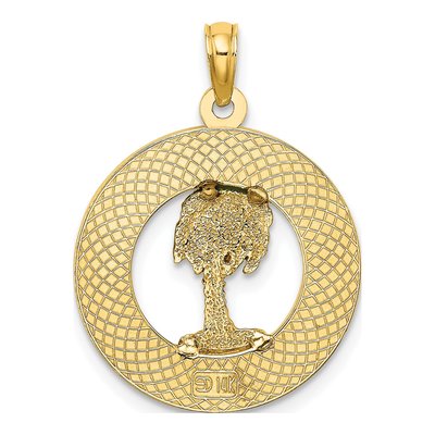 14K Yellow Gold Enameled Palm Tree Circle Charm – view 5