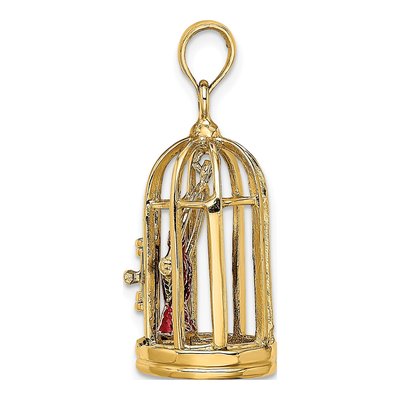 14K Yellow Gold 3-D Bird Cage Charm – view 3