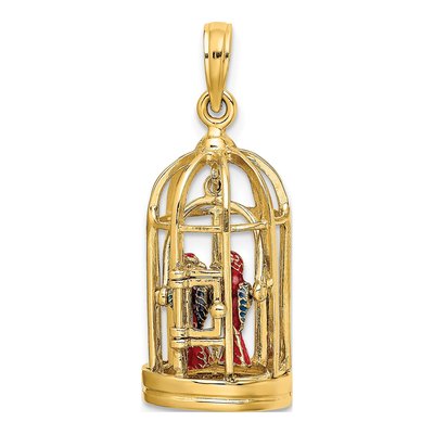 14K Yellow Gold 3-D Bird Cage Charm – view 5