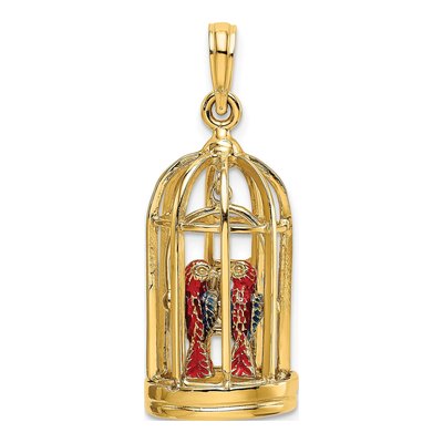14K Yellow Gold 3-D Bird Cage Charm