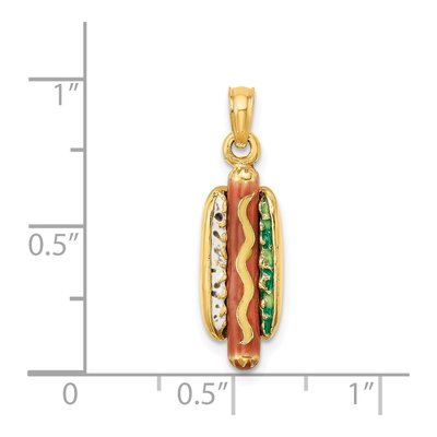 14K Yellow Gold 3-D Enameled Hot Dog Pendant – view 4