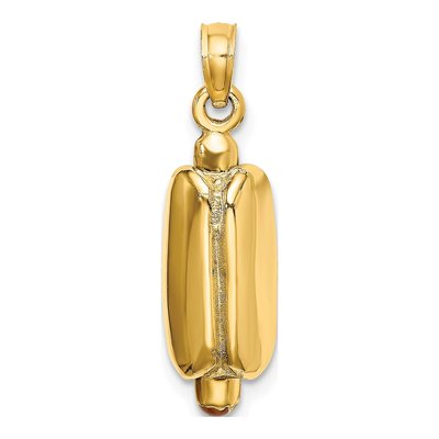 14K Yellow Gold 3-D Enameled Hot Dog Pendant – view 5