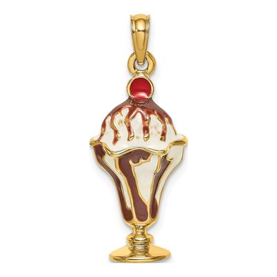 14K Yellow Gold Ice Cream Sundae Charm