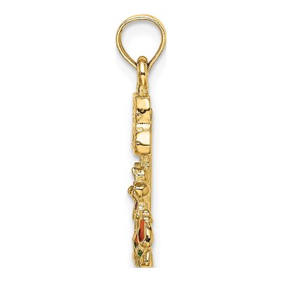 14K Yellow Gold MY Garden Enamel Flower Pendant – view 3
