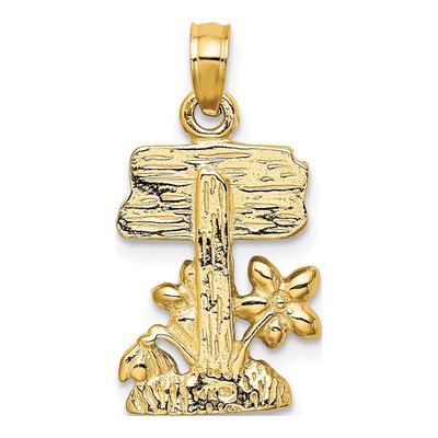 14K Yellow Gold MY Garden Enamel Flower Pendant – view 5