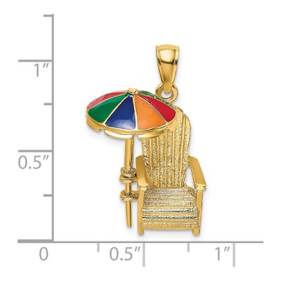 14K Yellow Gold 3D Umbrella Beach Chair Charm – view 4