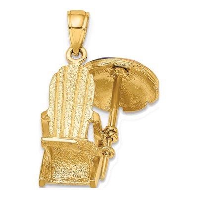 14K Yellow Gold 3D Umbrella Beach Chair Charm – view 5