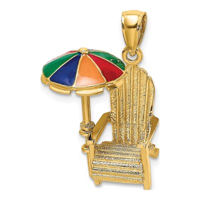 14K Yellow Gold 3D Umbrella Beach Chair Charm – view 6