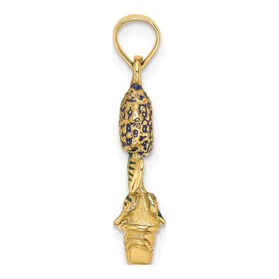 14K Yellow Gold Enameled Lavender Hydrangea Charm – view 3