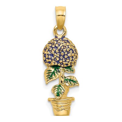14K Yellow Gold Enameled Lavender Hydrangea Charm – view 4
