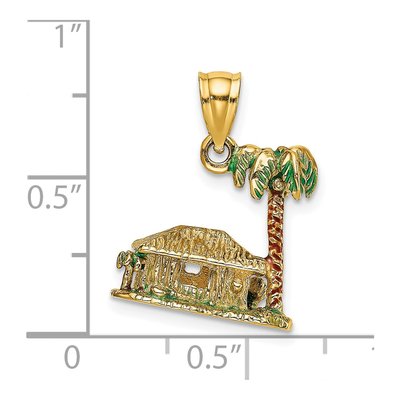14K Yellow Gold 3-D Palm Tree Hut Charm – view 4