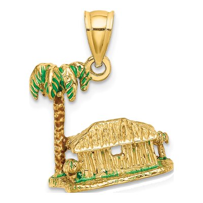 14K Yellow Gold 3-D Palm Tree Hut Charm – view 5