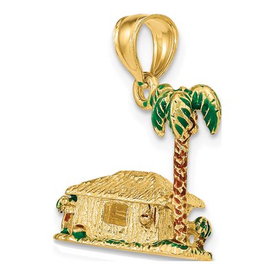 14K Yellow Gold 3-D Palm Tree Hut Charm – view 6