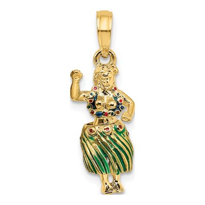 14K Yellow Gold Hula Girl Charm