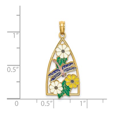 14K Yellow Gold Enamel Dragonfly Pendant – view 4