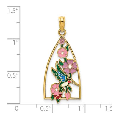 14K Yellow Gold Enameled Hummingbird Charm – view 4
