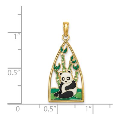 14K Yellow Gold Enamel Panda Bamboo Charm – view 4