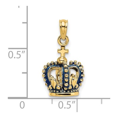 14K Yellow Gold 3D Blue Enamel Crown Charm – view 4