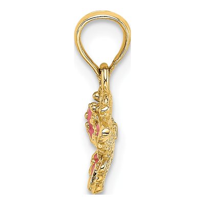 14K Yellow Gold Enameled Mini Pink Butterfly Charm – view 3