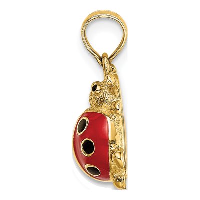 14K Yellow Gold Red Black Enamel Ladybug Charm – view 3