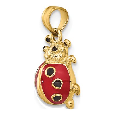 14K Yellow Gold Red Black Enamel Ladybug Charm – view 5