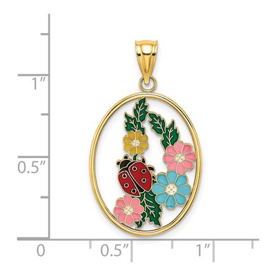 14K Yellow Gold Enameled Flower Ladybug Charm – view 4