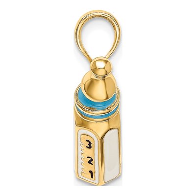 14K Yellow Gold Blue Enamel Baby Bottle Charm – view 3