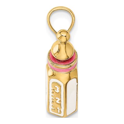 14K Yellow Gold Pink Enamel Baby Bottle Charm – view 3