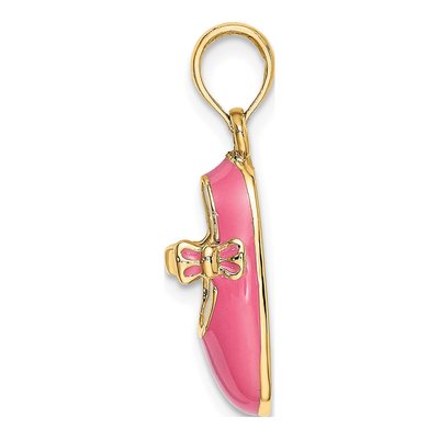 14K Yellow Gold Pink Enamel Baby Shoe Charm – view 3