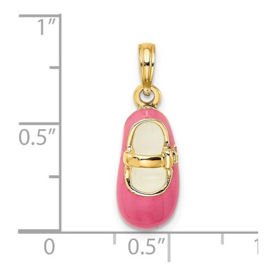 14K Yellow Gold Pink Enamel Baby Shoe Charm – view 6
