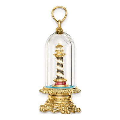 14K Yellow Gold 3-D Cape Hatteras Lighthouse Dome Charm – view 3