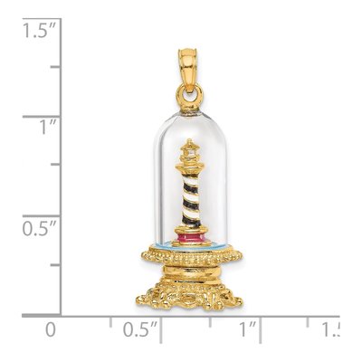 14K Yellow Gold 3-D Cape Hatteras Lighthouse Dome Charm – view 4