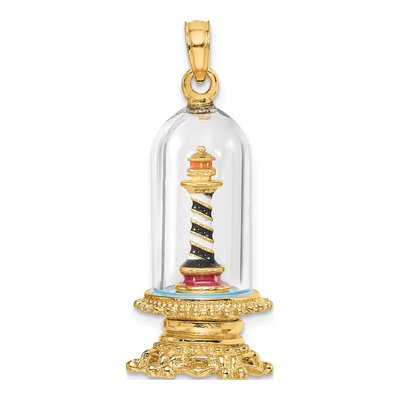 14K Yellow Gold 3-D Cape Hatteras Lighthouse Dome Charm – view 5