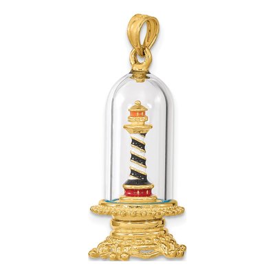 14K Yellow Gold 3-D Cape Hatteras Lighthouse Dome Charm – view 6