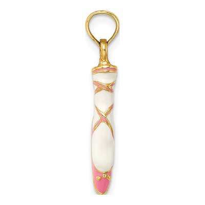14K Yellow Gold Pink Enamel Ballet Shoe Charm – view 3