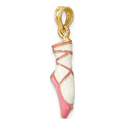 14K Yellow Gold Pink Enamel Ballet Shoe Charm – view 6
