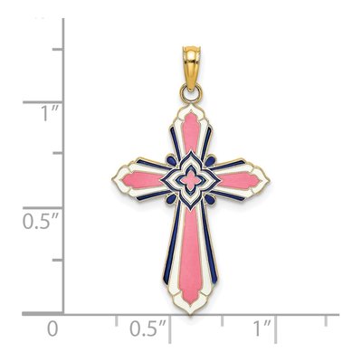 14K Yellow Gold Enameled Reversible Cross Charm – view 4