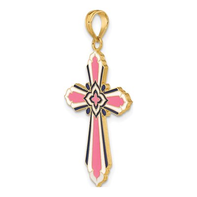 14K Yellow Gold Enameled Reversible Cross Charm – view 6